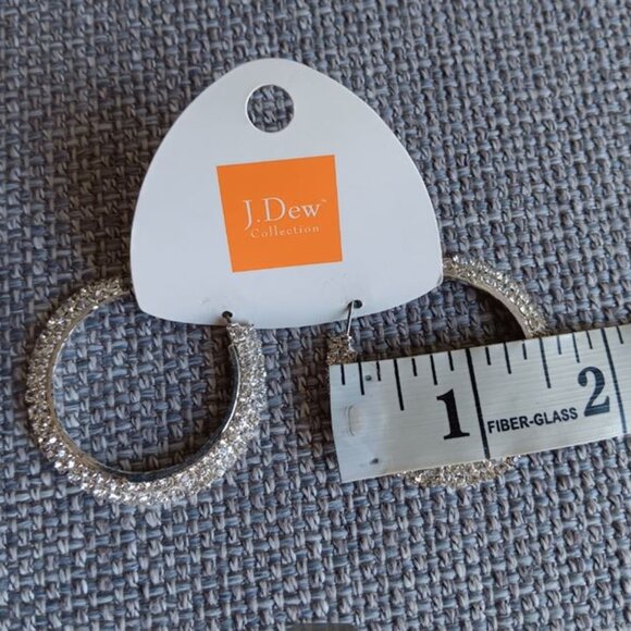 NWT Crystal Rhinestones Hoop Earrings- 1.5" diameter - Picture 3 of 3